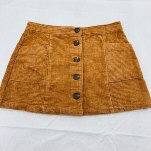 Chloe & Katie Brown Corduroy Button Front Mini Skirt XL 55278-1 Cotton A-Line